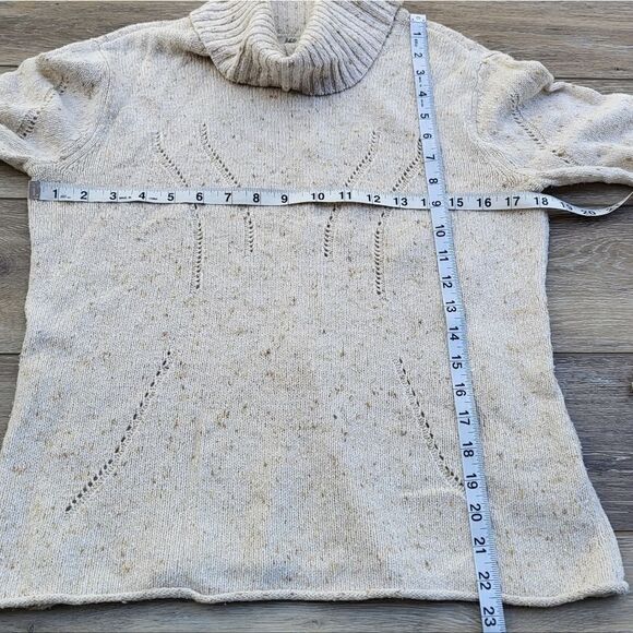 J.Jill all season textured sweater with turtle neck, cream with tan specs - Picture 8 of 10